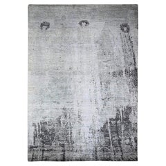8'10"x12'9" Cloud gray Modern Galaxy Design Pure Wool Hand Knotted Oriental Rug