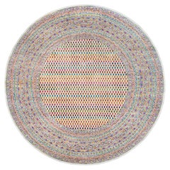 8'10"x8'10" Colorful Wool And Sari Silk Sarouk Mir Hand Knotted Oriental Rug