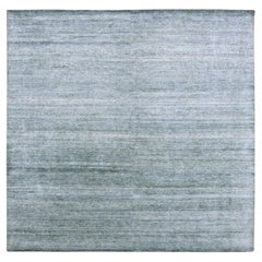 8'10"x8'10" Gray, Plant Based Silk, Transitional Design Hand Knotted Square Rug