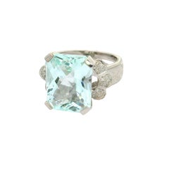 8.11 Carat Aquamarine Diamond 18K White Gold Ring