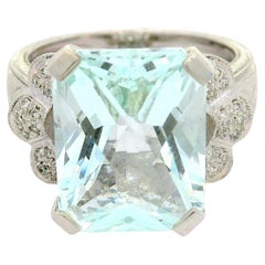 8.11 Carat Aquamarine Diamond 18K White Gold Ring