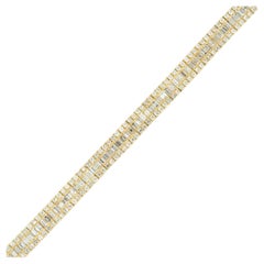 8.11 Carat Baguette & Round Brilliant Diamond Tennis Bracelet 18 Karat in Stock
