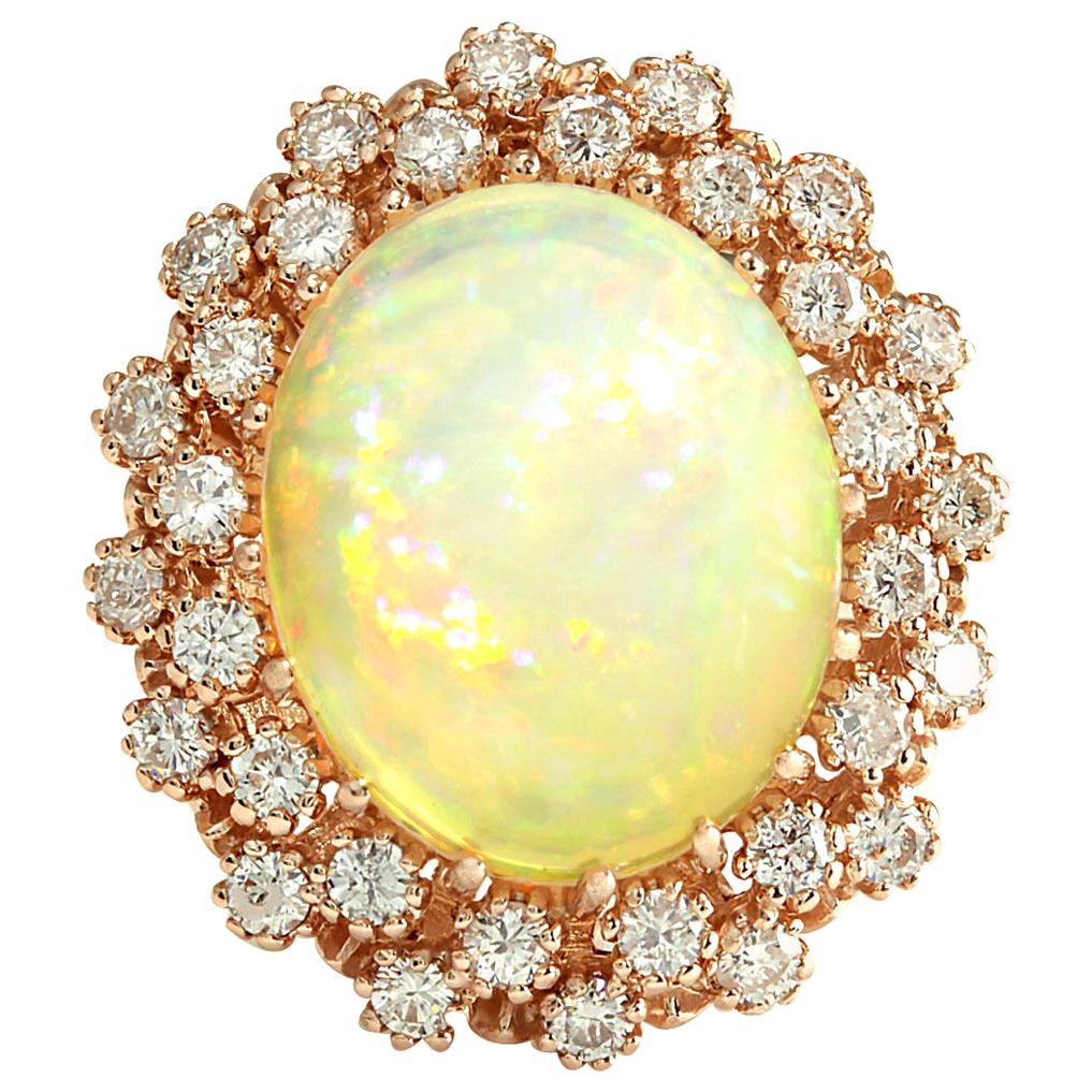 Natural Opal Diamond Ring In 14 Karat Rose Gold 