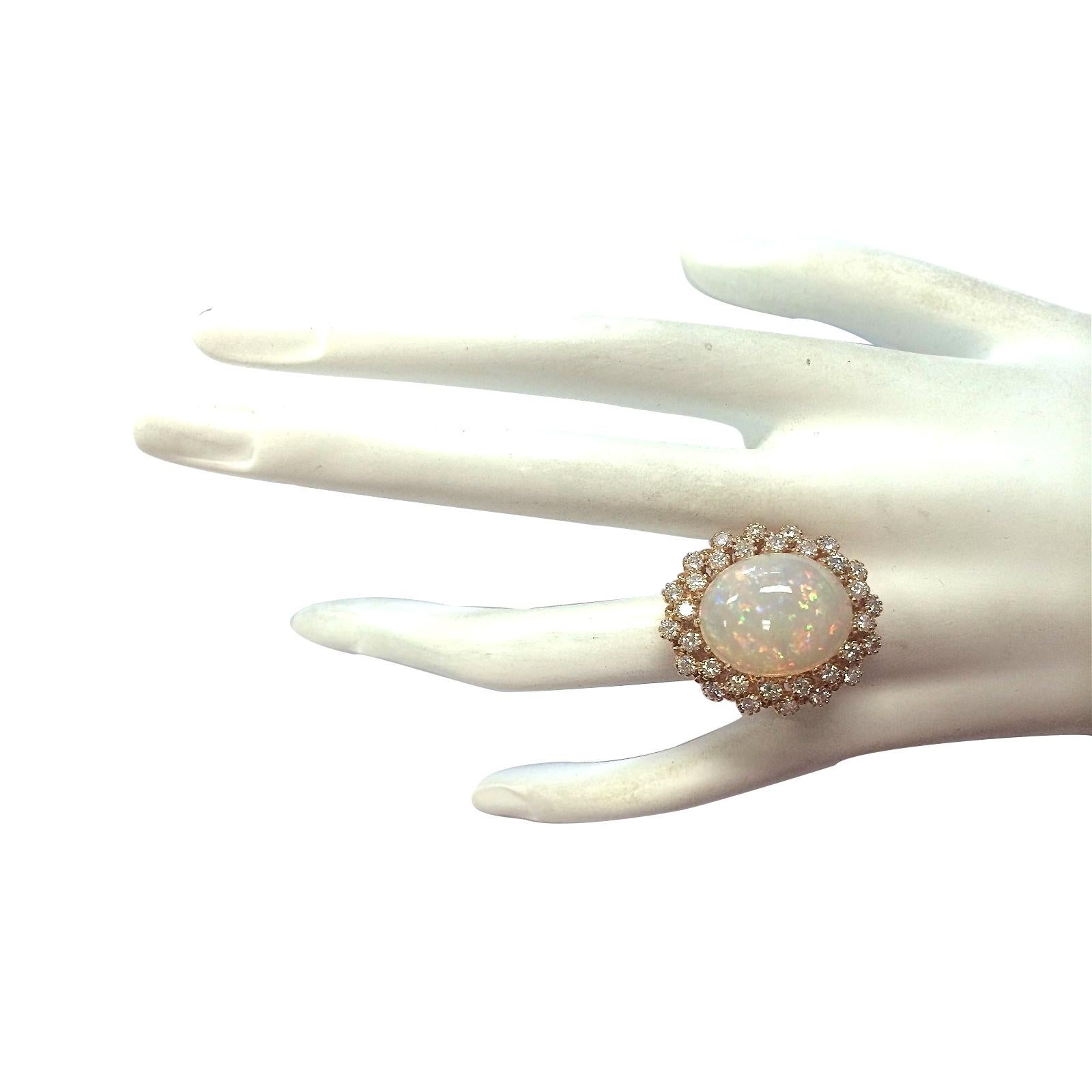 Ring aus 14 Karat Roségold mit natürlichem Opal und Diamant im Zustand „Neu“ im Angebot in Los Angeles, CA