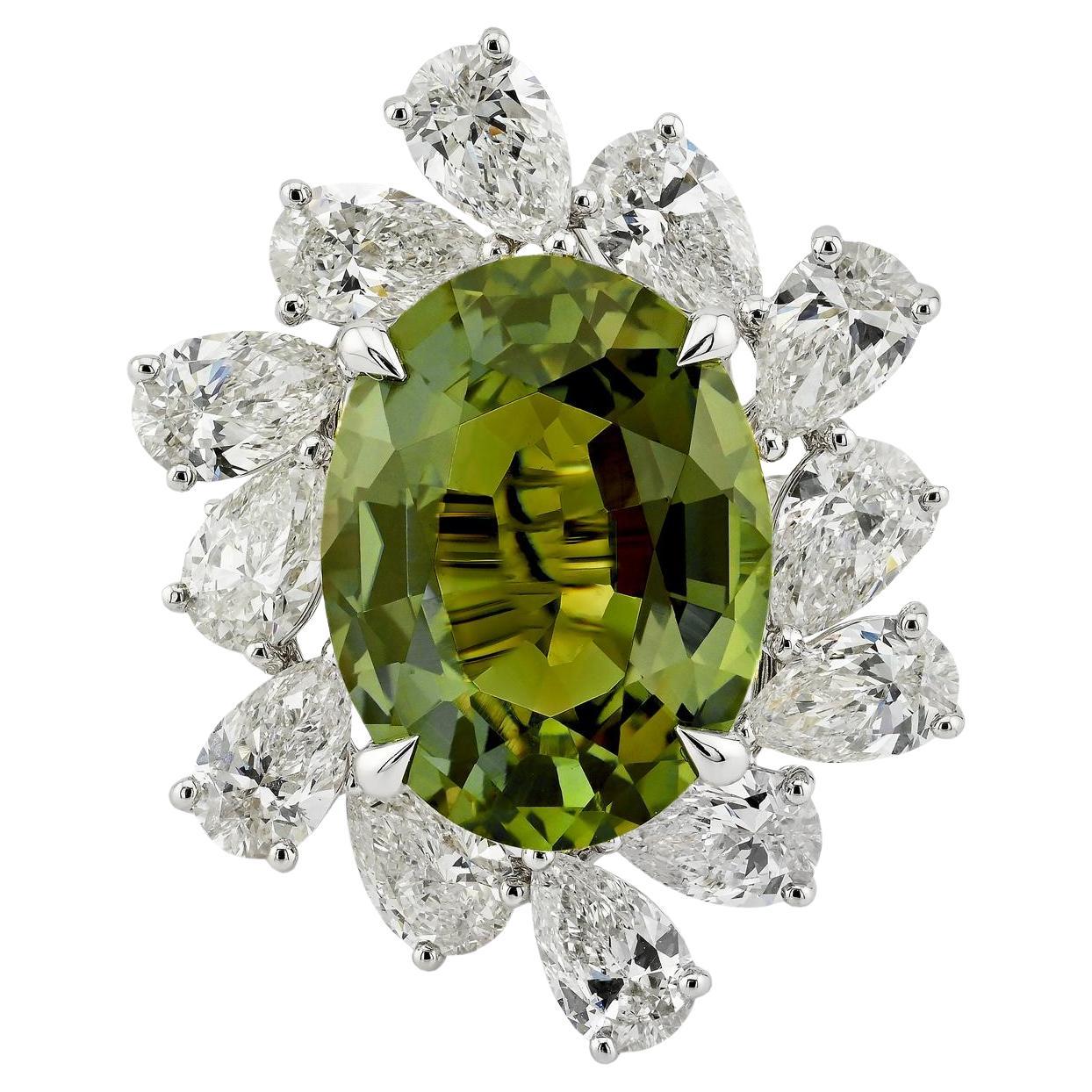 8.11 ct. Ceylon No-Heat Alexandrite & Diamond 18K White Gold Ring