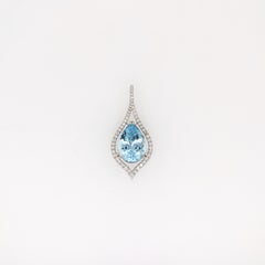8ct Santa Maria Aquamarine Pendant w Earth Mined Diamonds in Solid 14K Gold