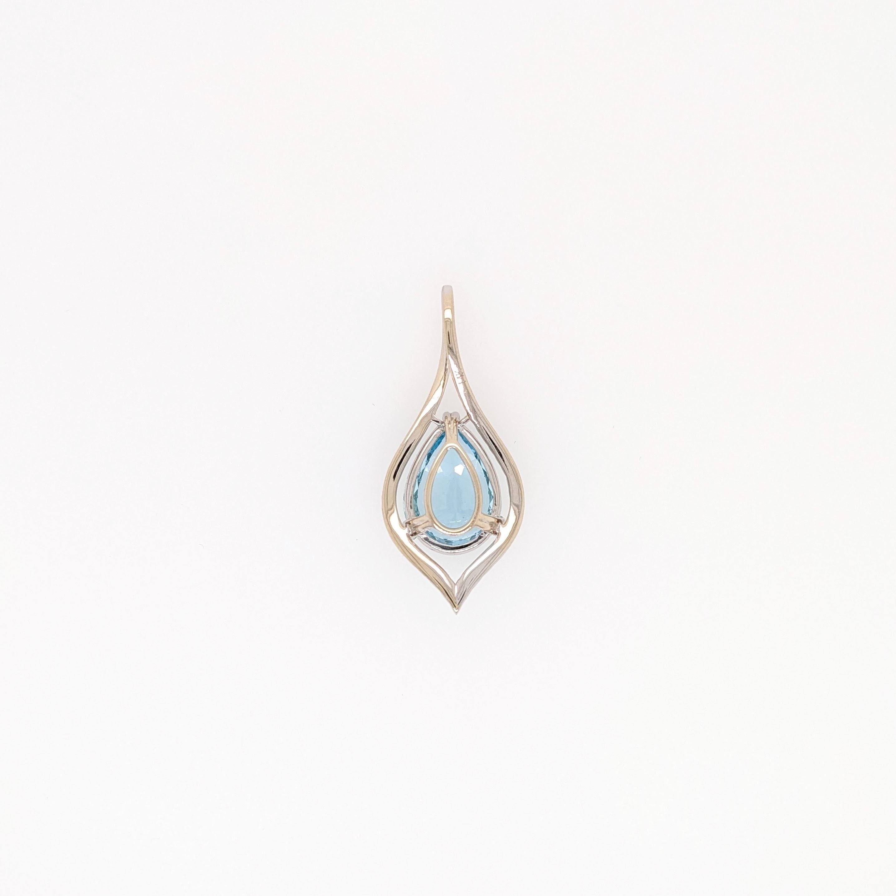 solid gold pear cut aquamarine pendant for sale