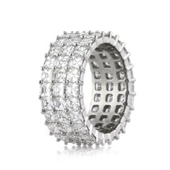 8.12 Carat Asscher Band Brilliant White 14K White Gold Radiant Elegance