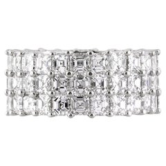 8.12 Carat Asscher Band Brilliant White 14K White Gold Radiant Elegance