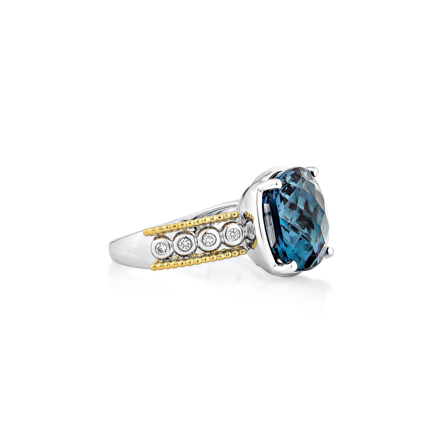 Introducing a new ring style that represents luxury, fashion, and personal flair. The collection includes antique rings adorned with beautiful gemstone London blue topaz. One standout piece is a London blue topaz ring surrounded by dazzling