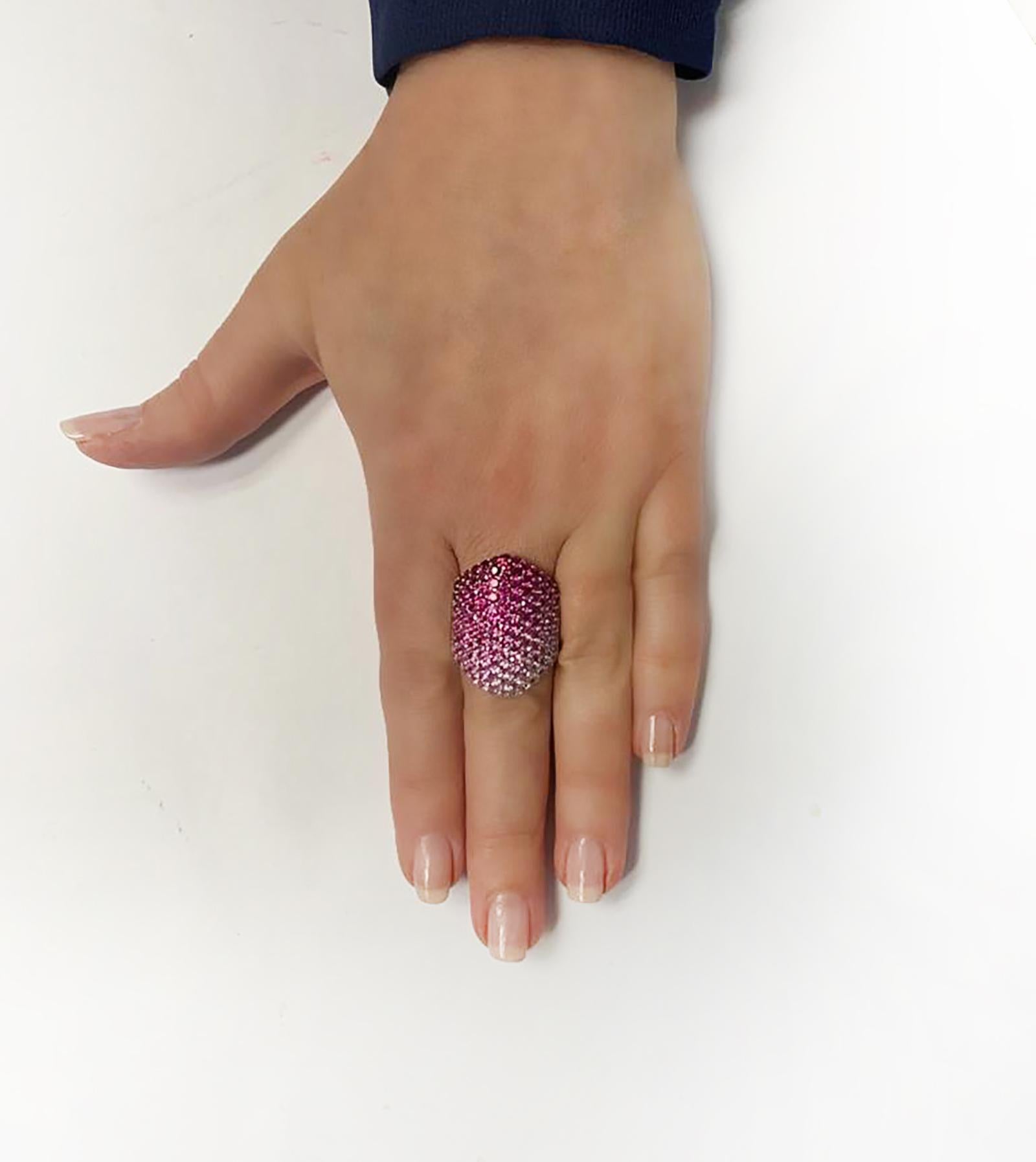 Round Cut 8.12 Carat Pink Sapphire and Ruby Cocktail Ring