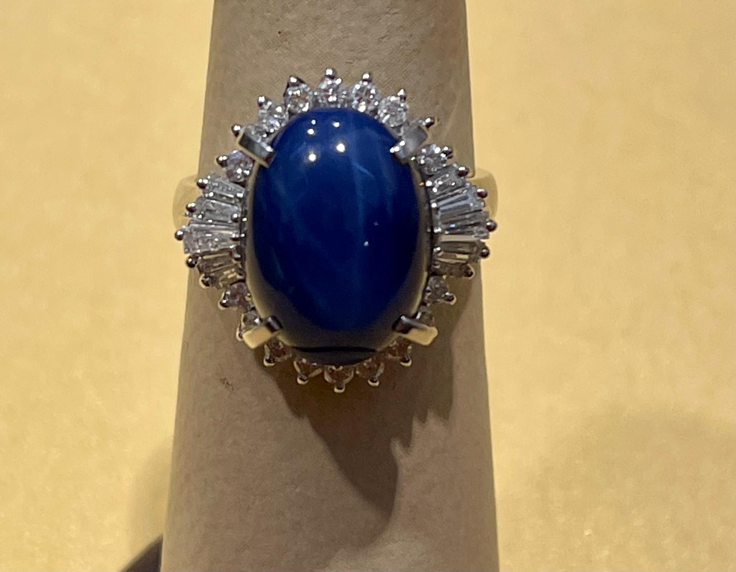 8.12 Ct Natural Star Sapphire Cabochon Ring in Platinum 2