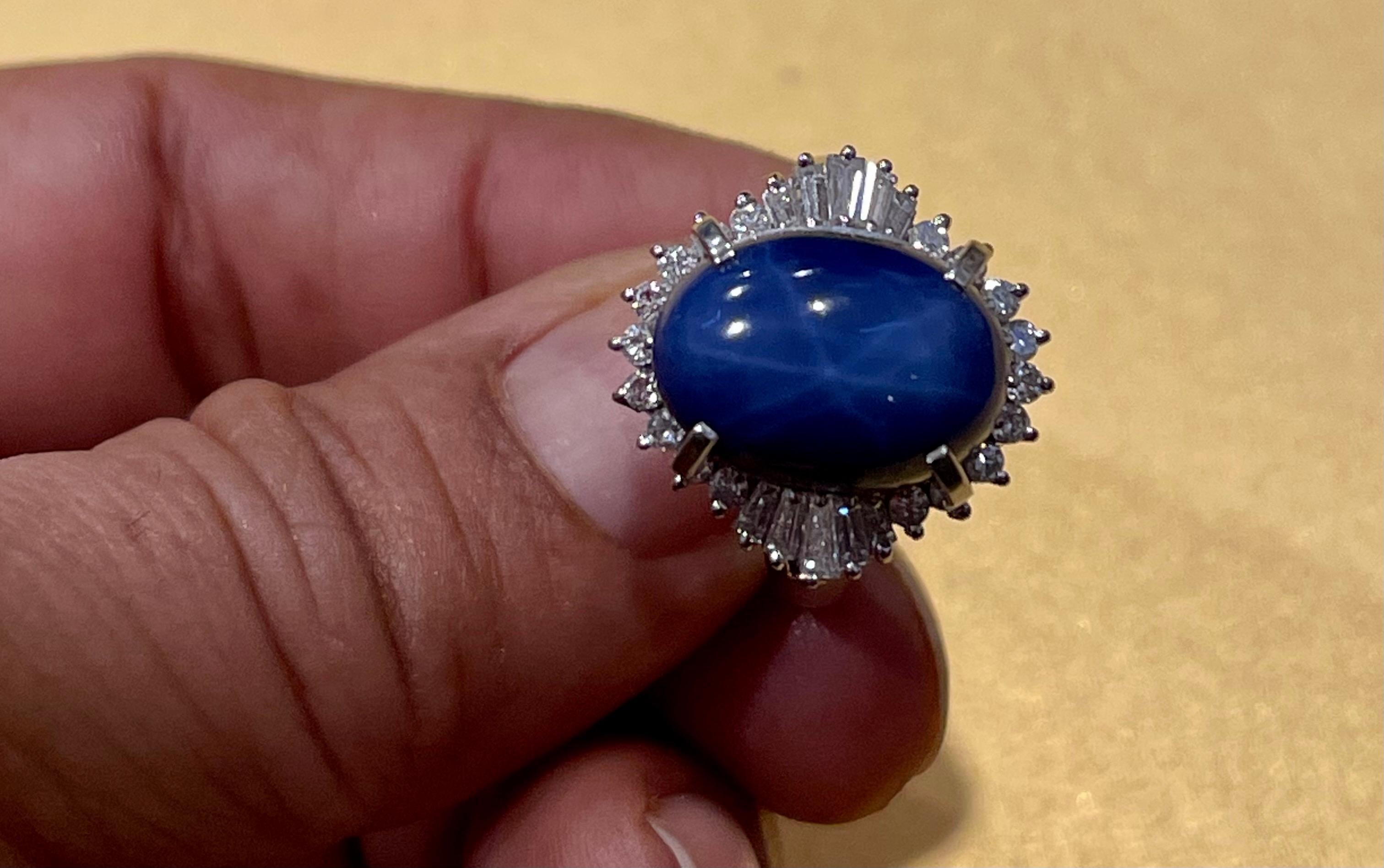 8.12 Ct Natural Star Sapphire Cabochon Ring in Platinum 3