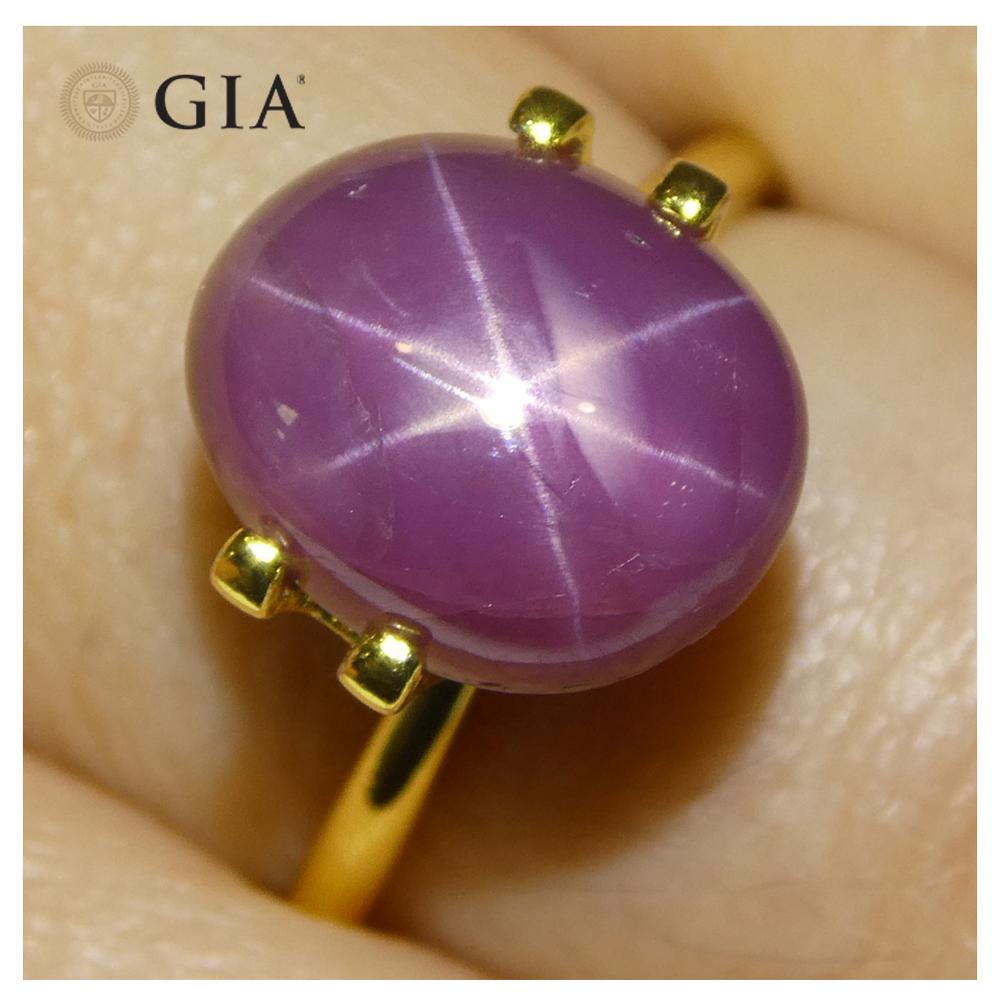 Rubí estrella rojo violáceo ovalado de 8,12 ct Certificado GIA Vietnam sin calentar en venta 1