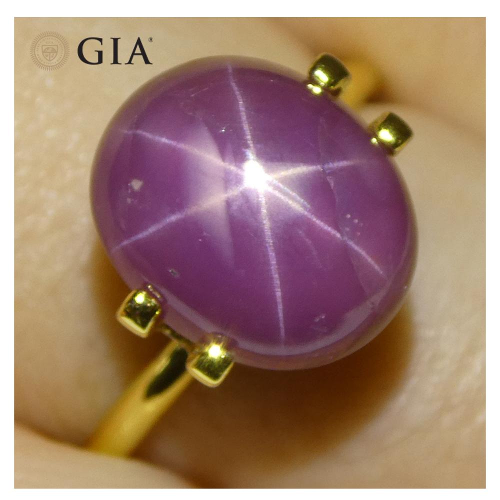 Rubí estrella rojo violáceo ovalado de 8,12 ct Certificado GIA Vietnam sin calentar Corte oval en venta