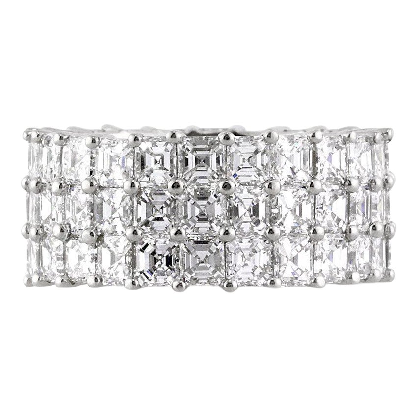 8.12ct Three-Row Asscher Cut Diamond Eternity Band For Sale