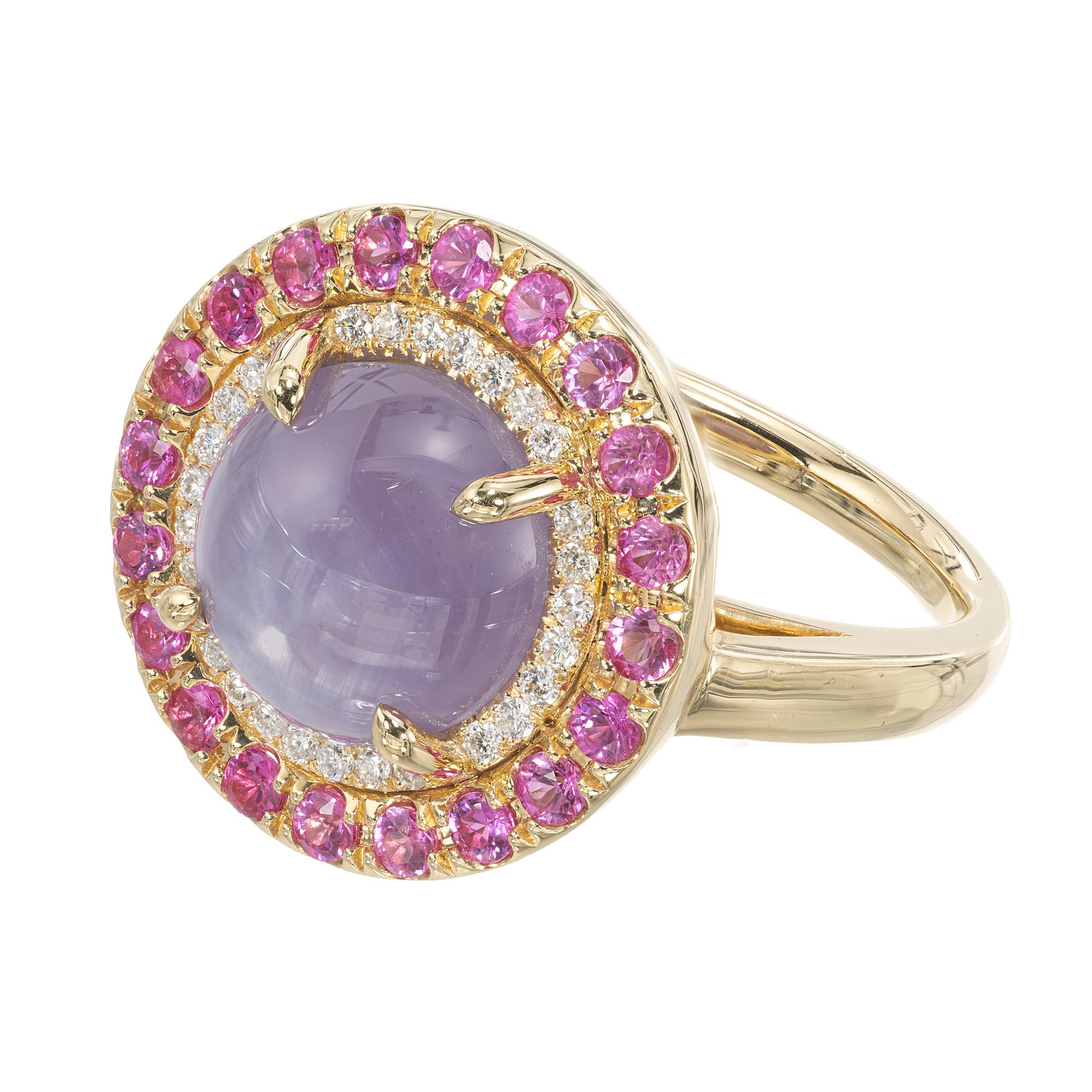 in vendita:  Anello con zaffiro viola a stella da 8,12 carati con zaffiro e diamante aureolato in oro 18 carati 3