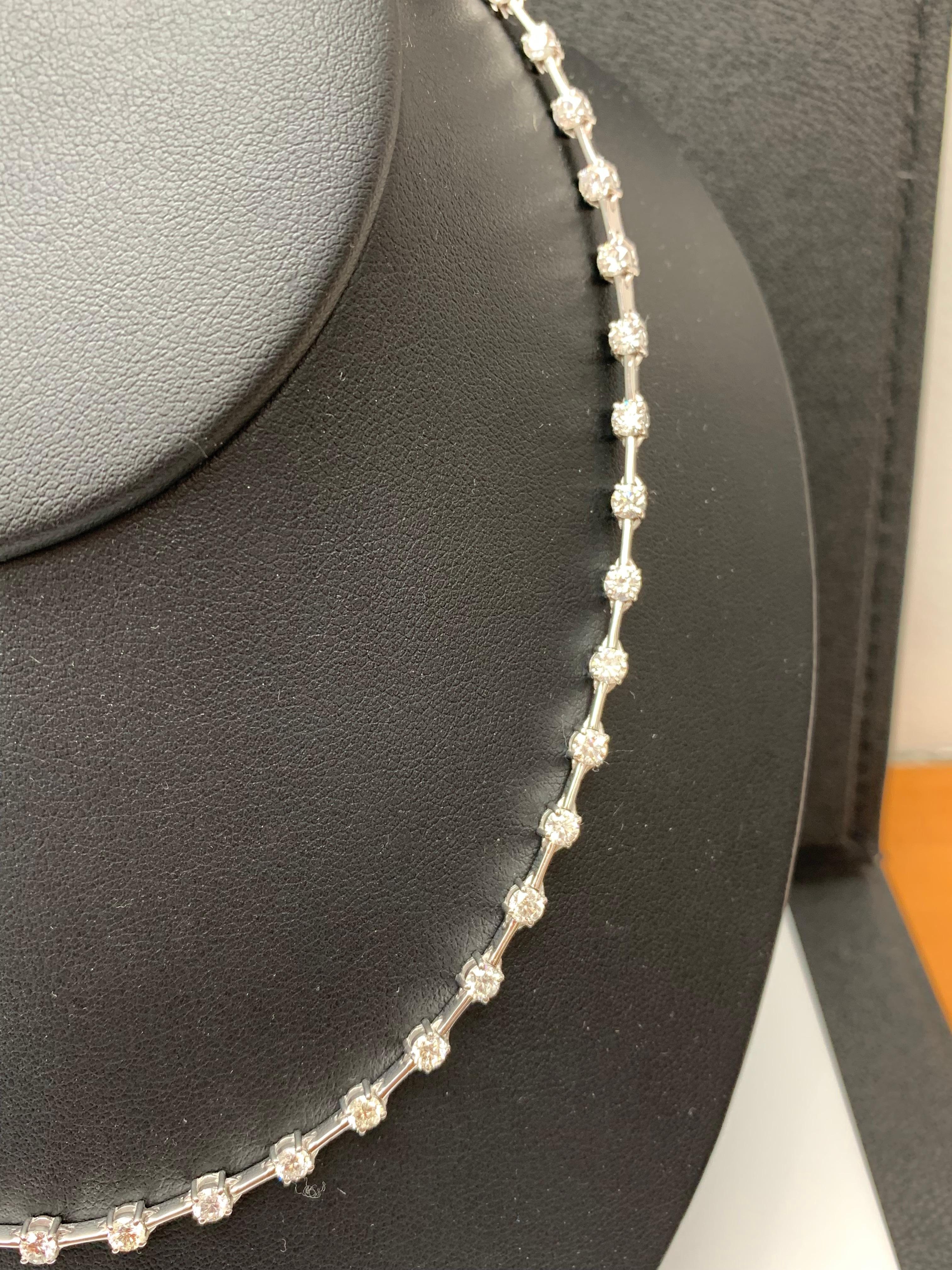 8.13 Carat Diamonds by the Yard Necklace in 14K White Gold In New Condition For Sale In NEW YORK, NY