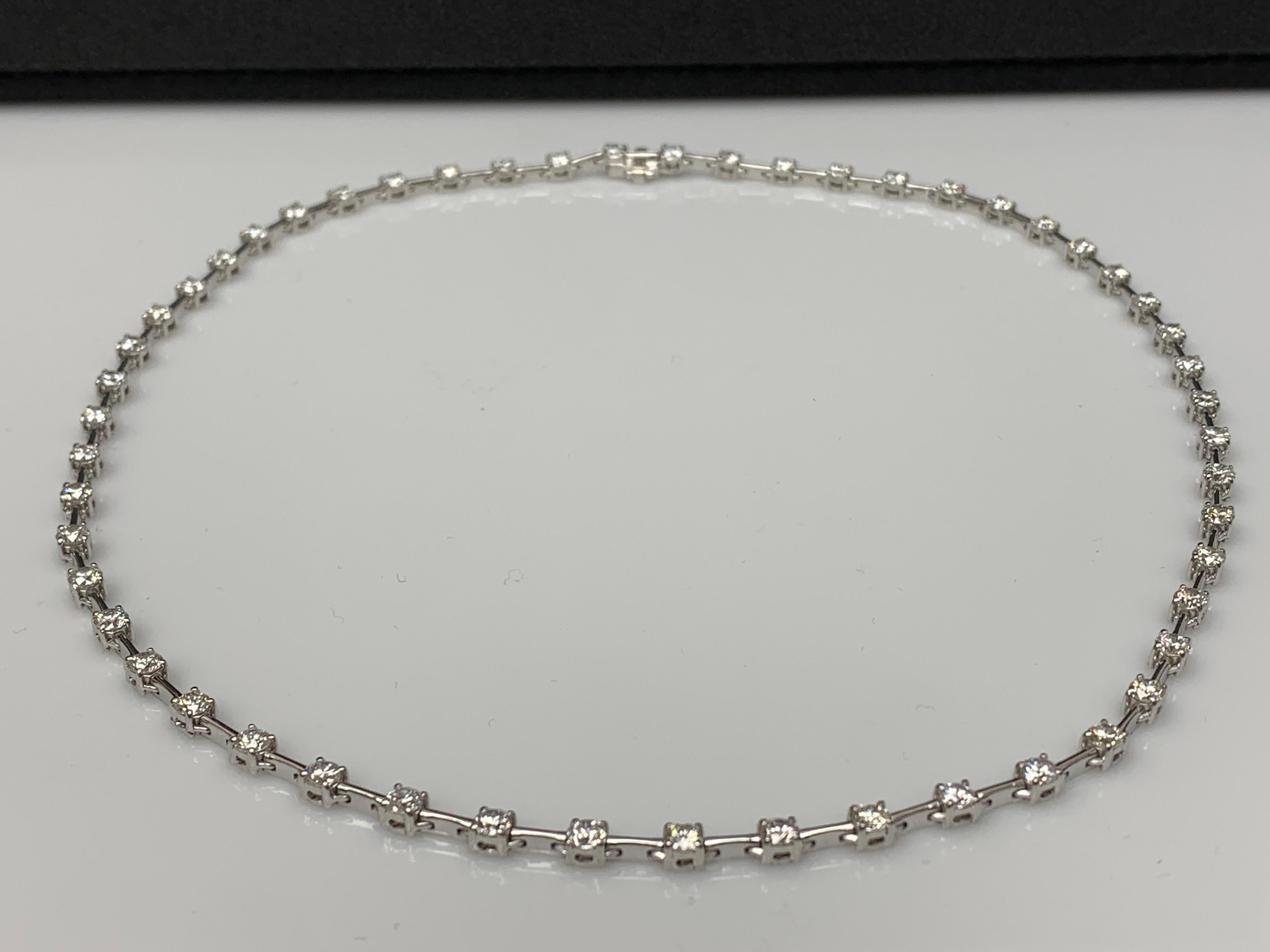 8.13 Carat Diamonds by the Yard Necklace in 14K White Gold For Sale 3