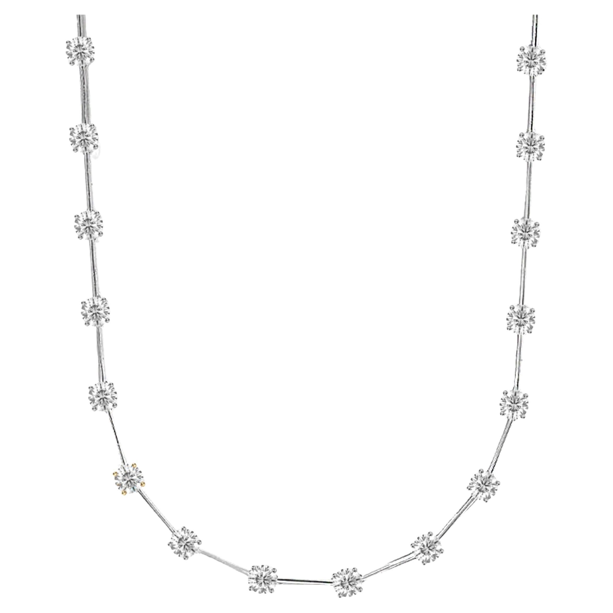 8.13 Carat Diamonds by the Yard Necklace in 14K White Gold For Sale