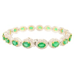 8.13CT Certified Emerald Diamond Tennis Bracelet in 18k White Gold For Wedding