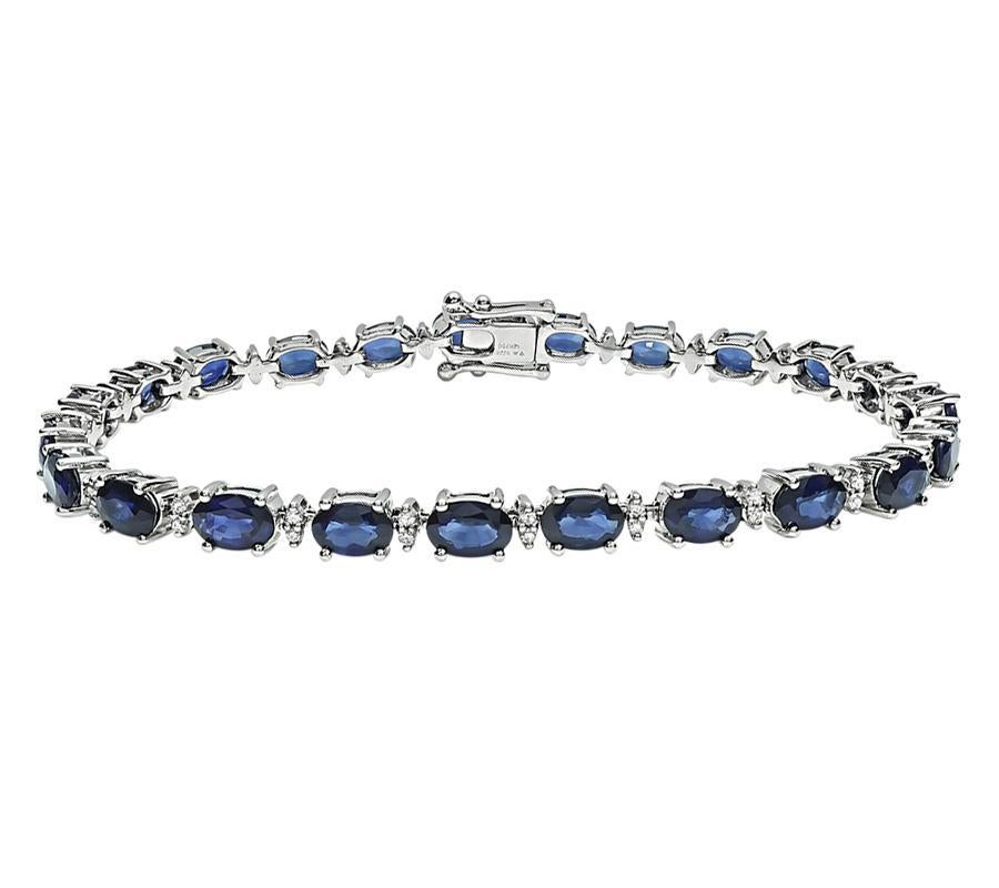 Taille ovale 8.13ct Sapphire 0.50ct Diamond Bracelet en vente