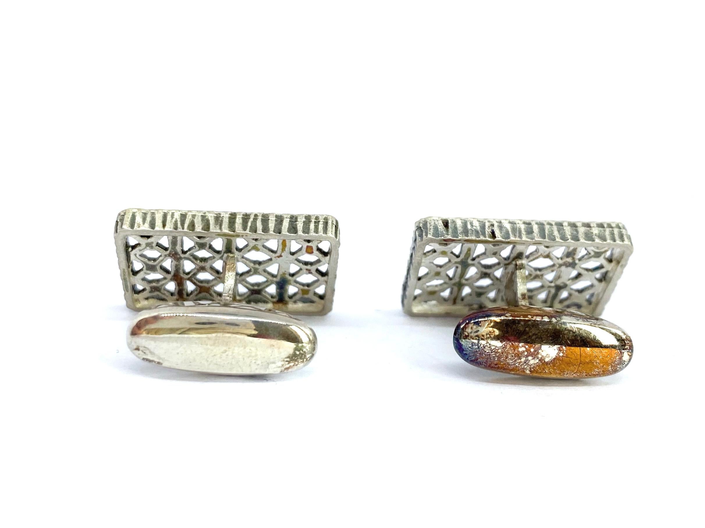 813H Silver Finland 1970 Retro Cufflinks For Sale 1