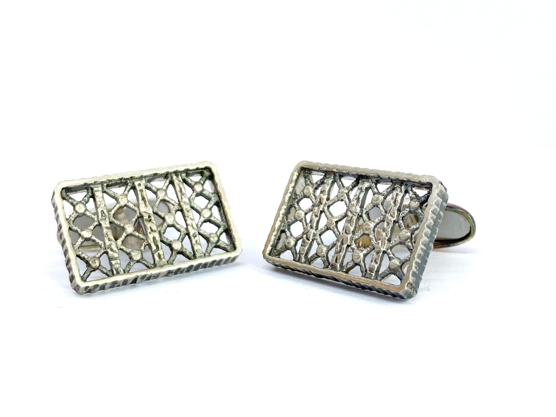 813H Silver Finland 1970 Retro Cufflinks For Sale 2