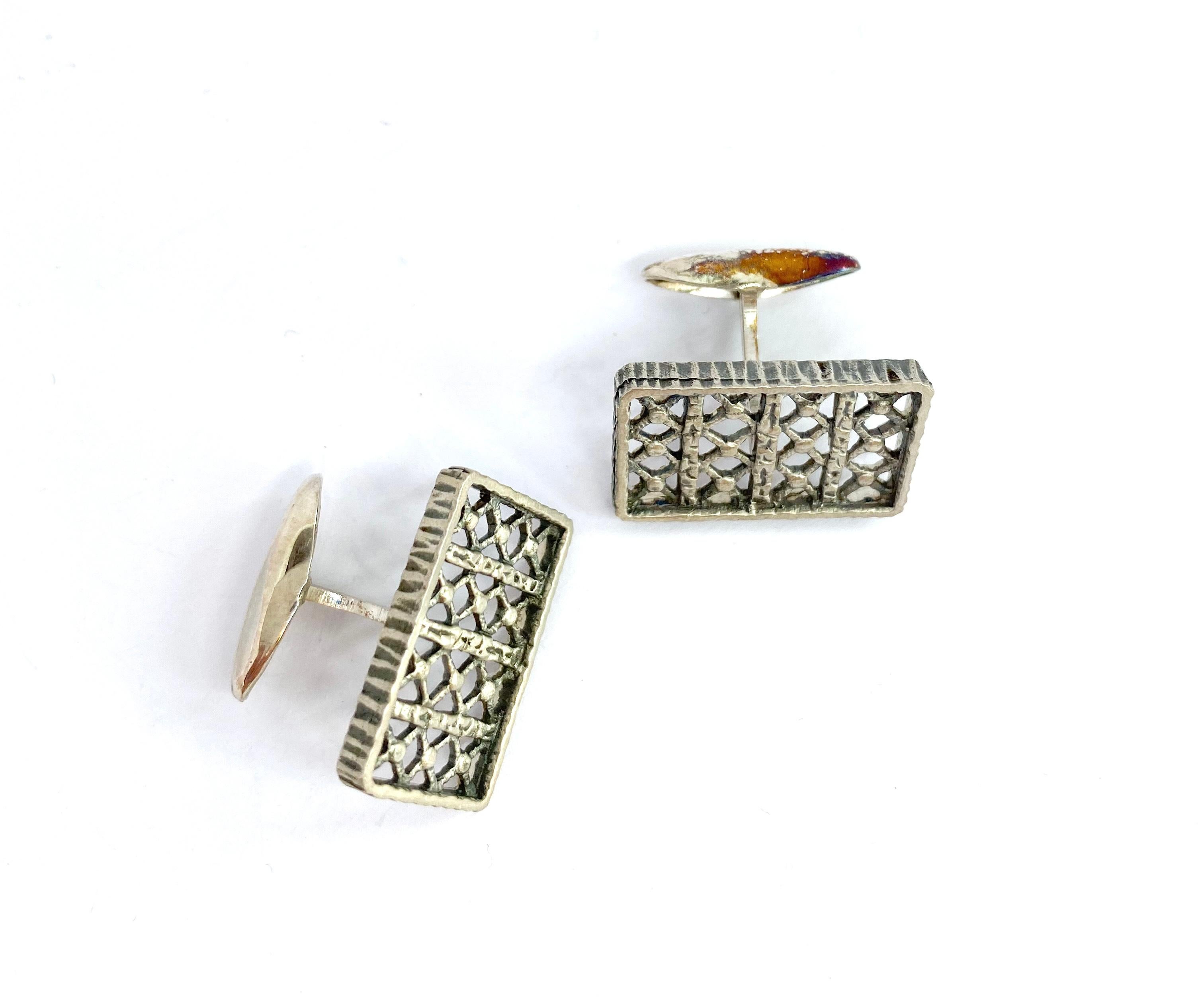 813H Silver Finland 1970 Retro Cufflinks For Sale 3