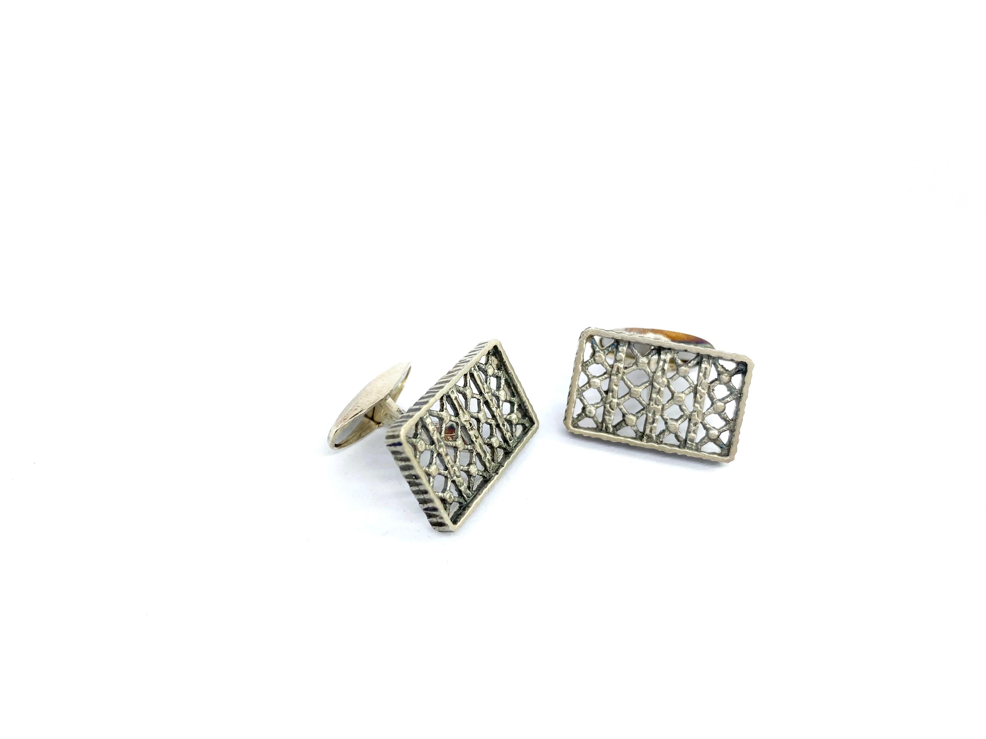 813H Silver Finland 1970 Retro Cufflinks For Sale 4