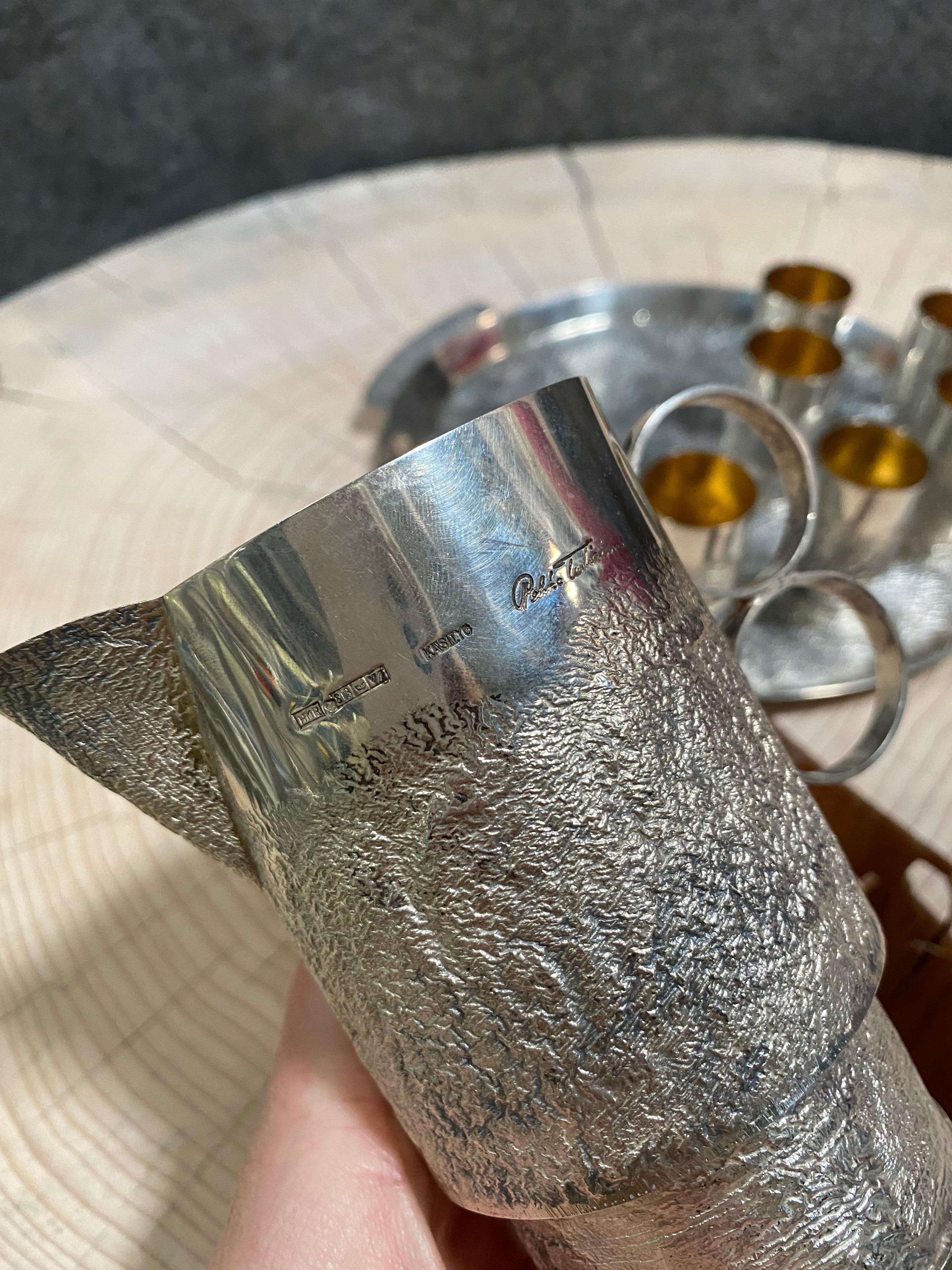 813H Set di vodka in argento fatto a mano Finlandia 1974-75 Pekka Turtiainen Design in vendita 1