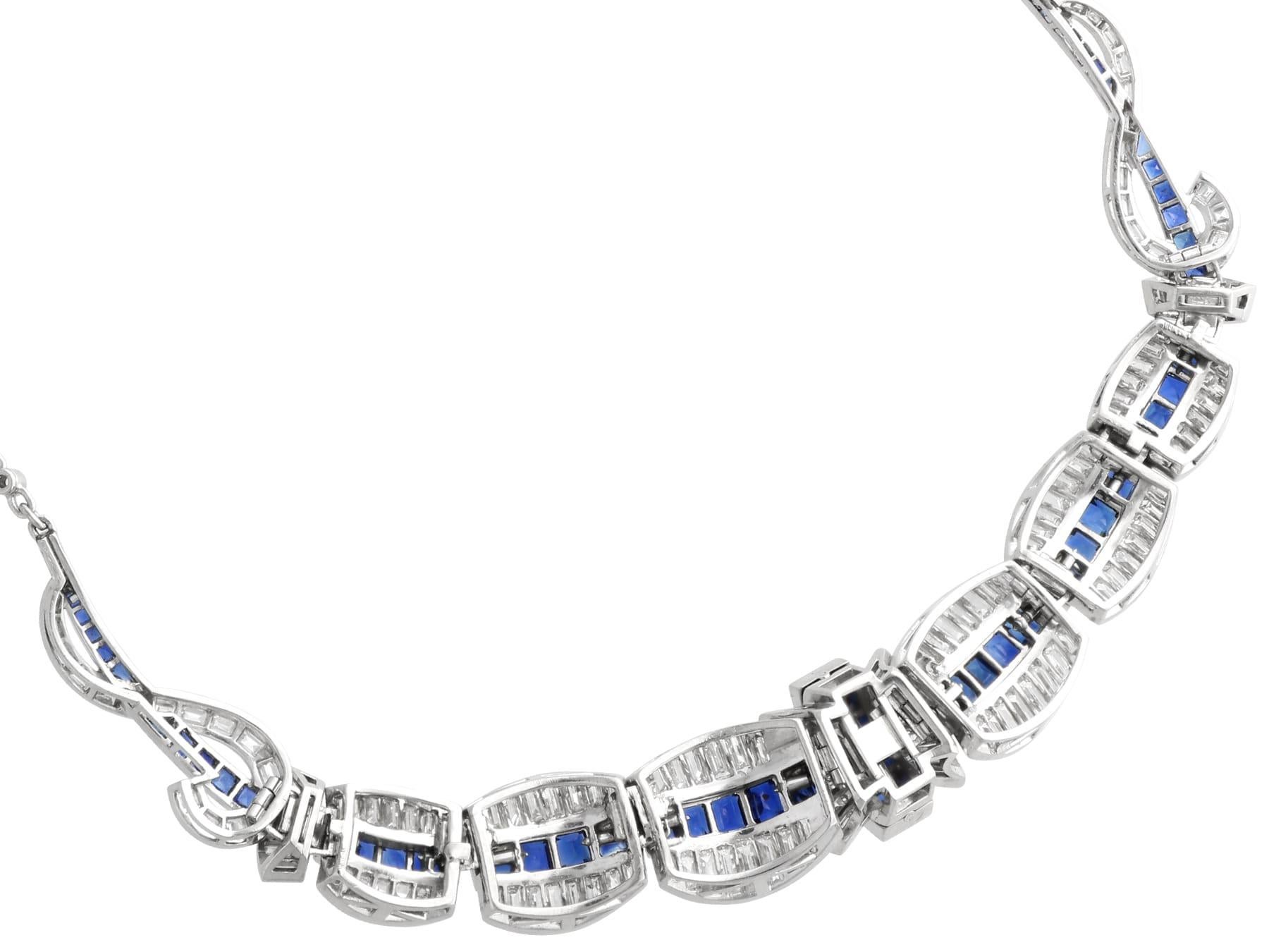 8.14 Carat Basaltic Sapphire 11.79 Carat Diamond Platinum Necklace Circa 1945 For Sale 6