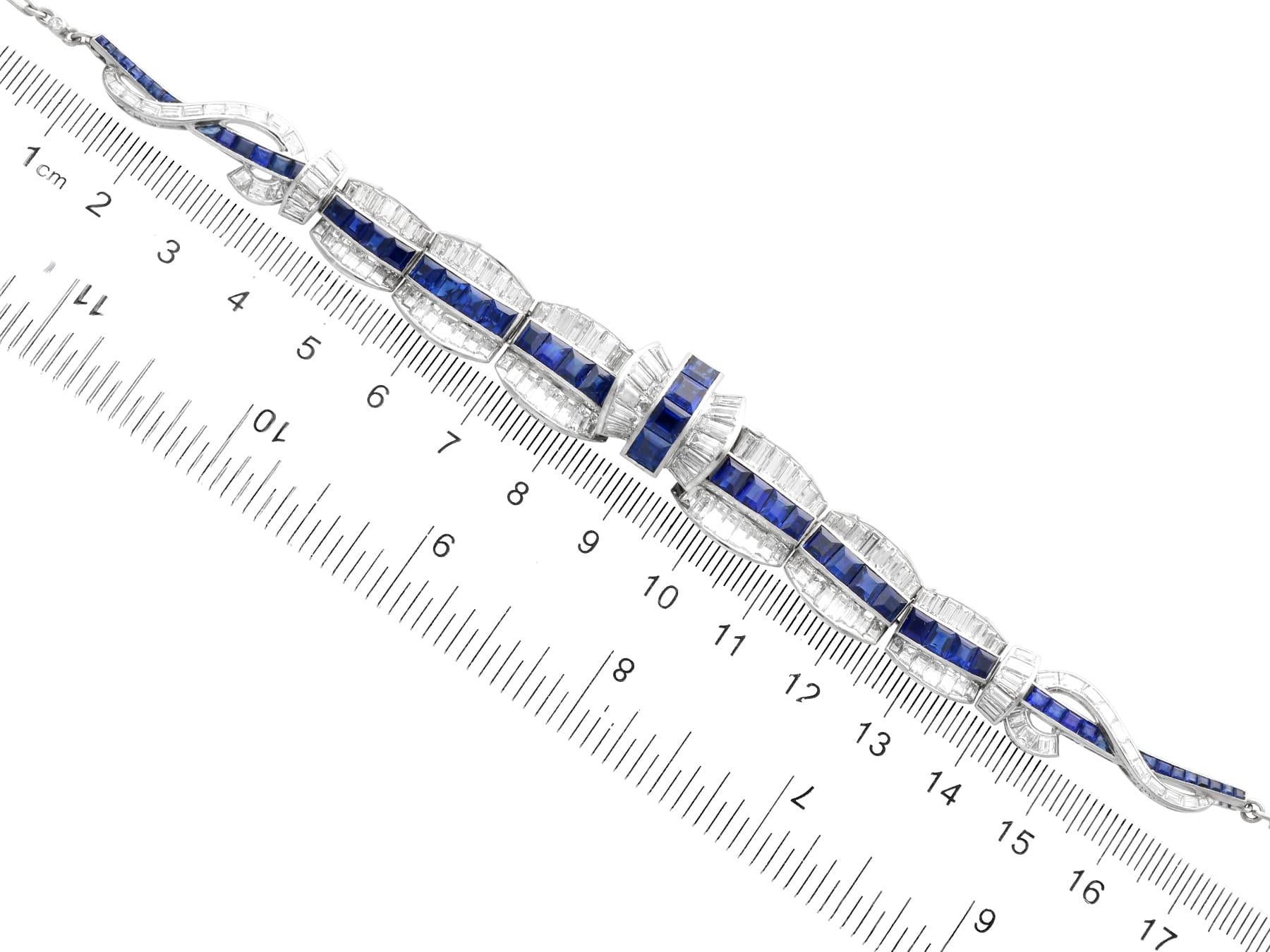 8.14 Carat Basaltic Sapphire 11.79 Carat Diamond Platinum Necklace Circa 1945 For Sale 7