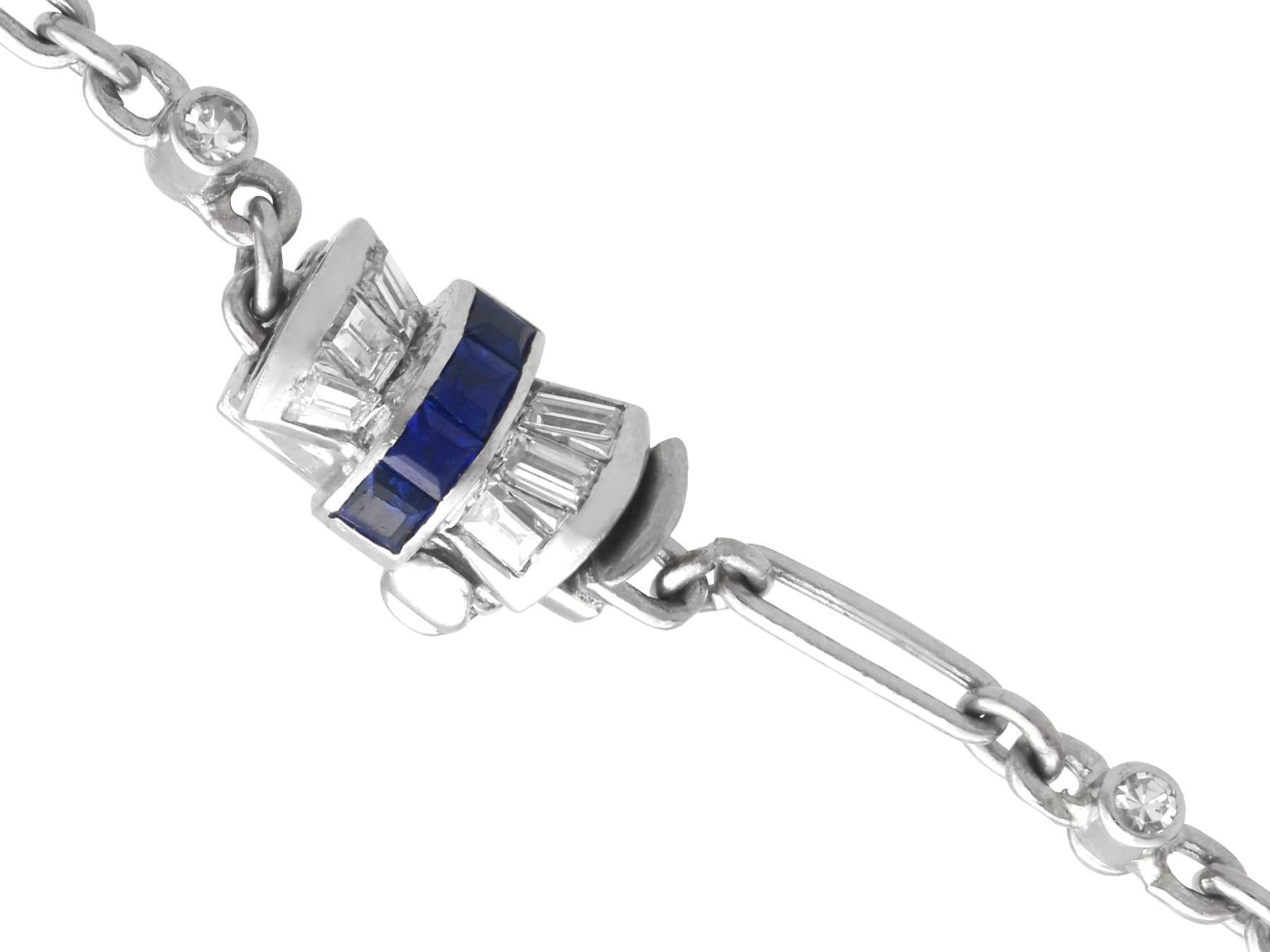 8.14 Carat Basaltic Sapphire 11.79 Carat Diamond Platinum Necklace Circa 1945 For Sale 8