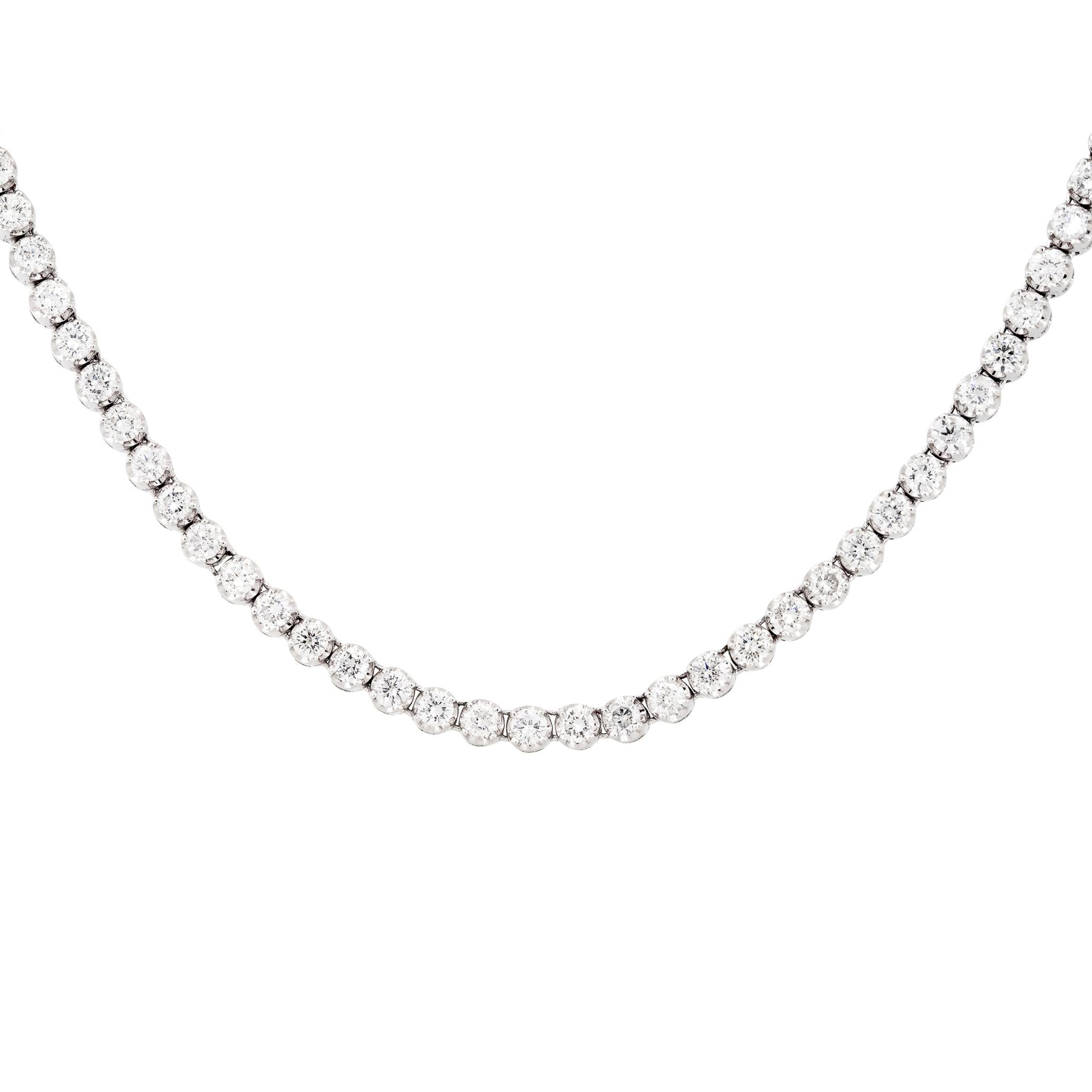 8,14 Karat Diamant-Tennis-Halskette 14 Karat auf Lager (Rundschliff) im Angebot
