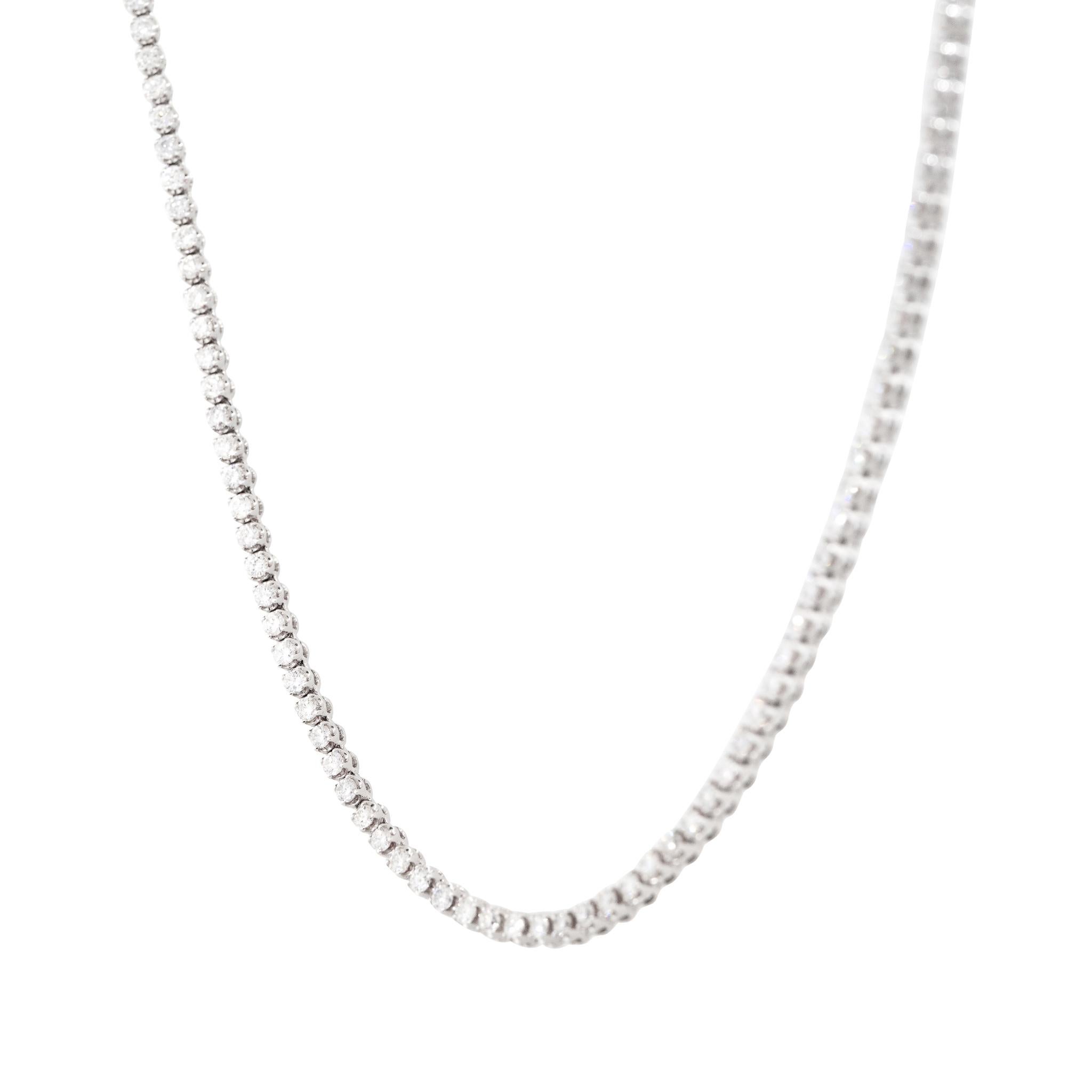 8,14 Karat Diamant-Tennis-Halskette 14 Karat auf Lager im Zustand „Hervorragend“ im Angebot in Boca Raton, FL