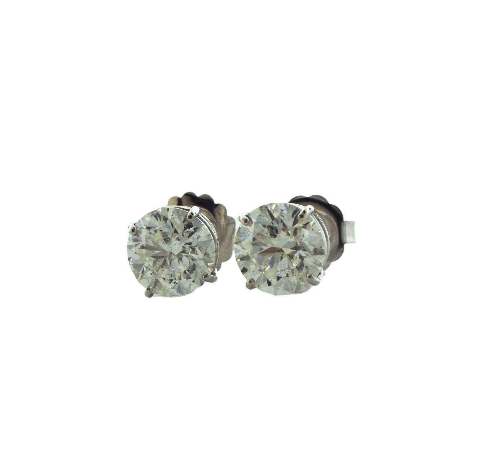 8.14 Total Carat Weight Round Brilliant Diamond Stud Earrings in White Gold In Good Condition In Miami, FL