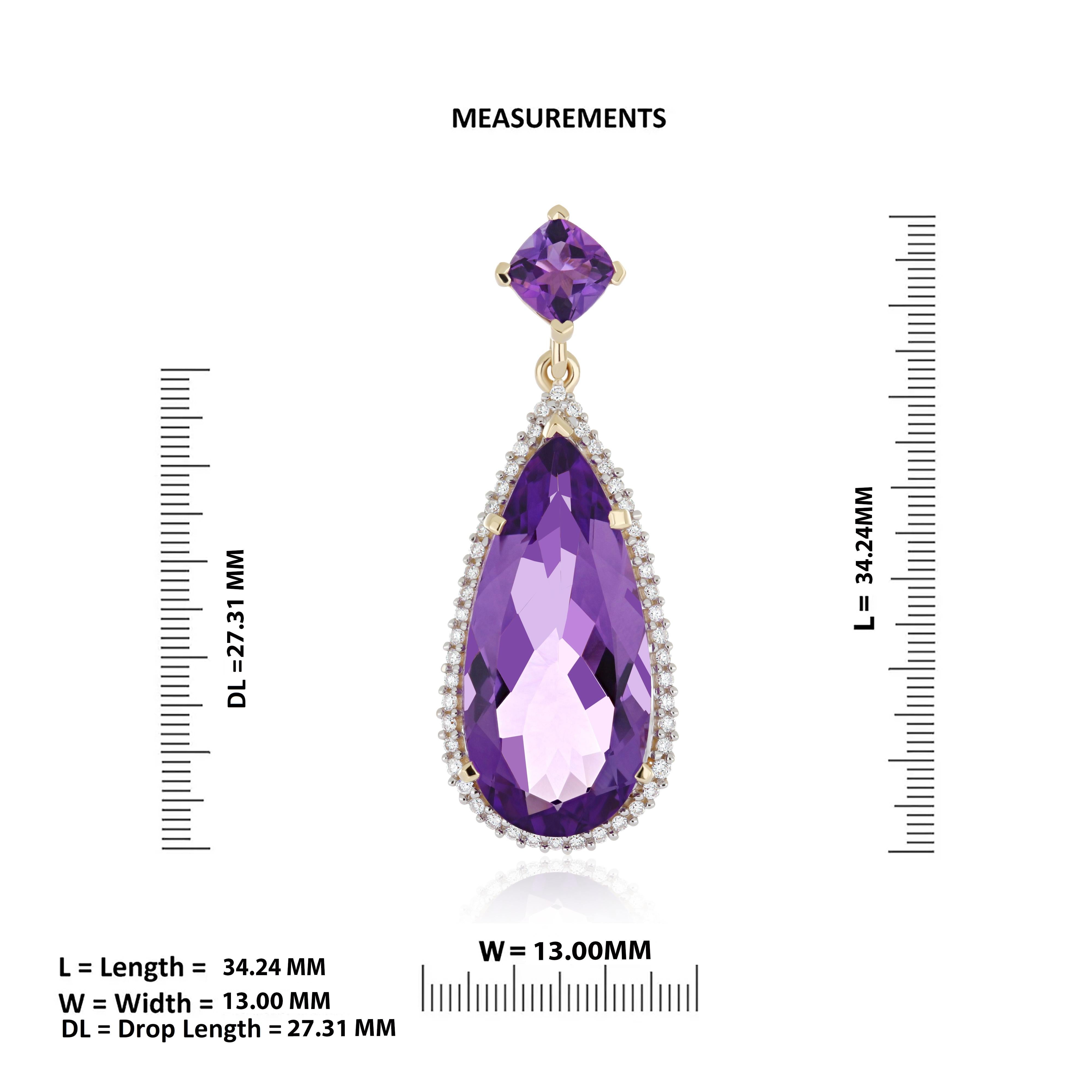  14Karat Rose Gold Handmade Jewelry, Amethyst & Diamond Pendant Anniversary Wear In New Condition For Sale In JAIPUR, IN