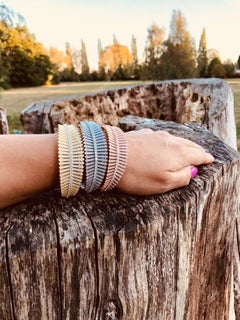 8.15Carat Cubic Zirconia Rose Gold Plate Art Deco Sterling Silver Feather Bangle