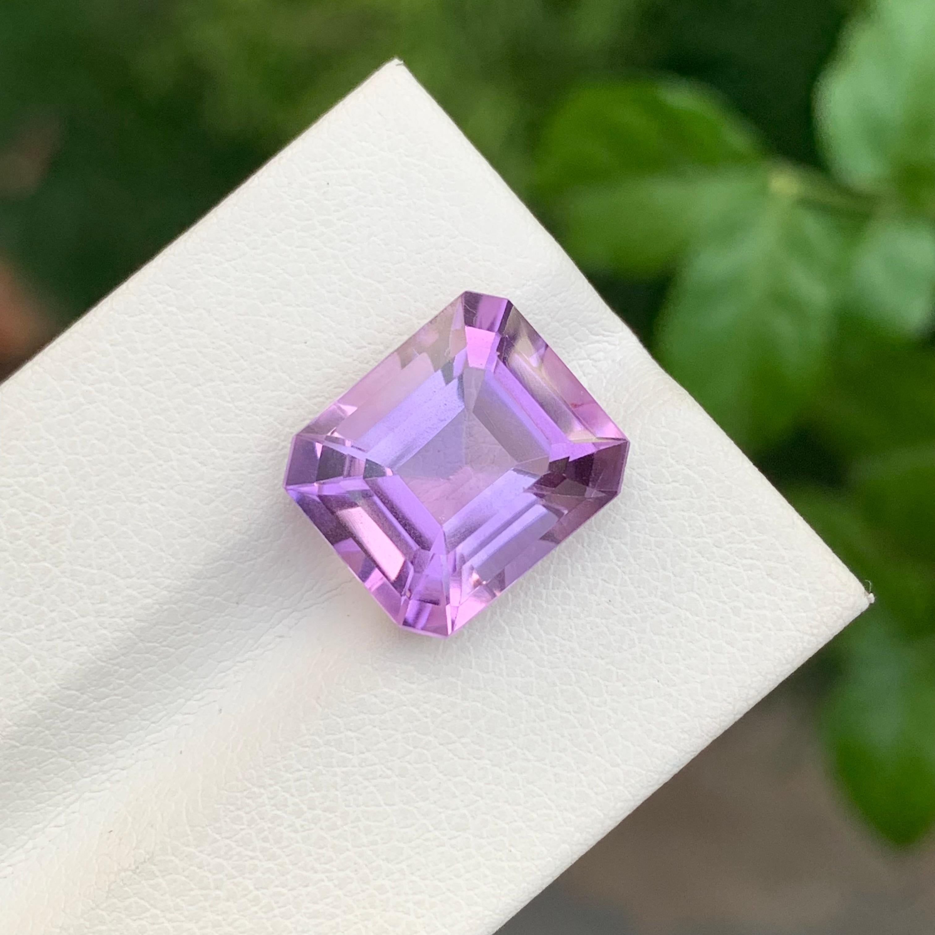 8,15 Karat natürlicher loser Amethyst Smaragd Form Edelstein im Angebot 5