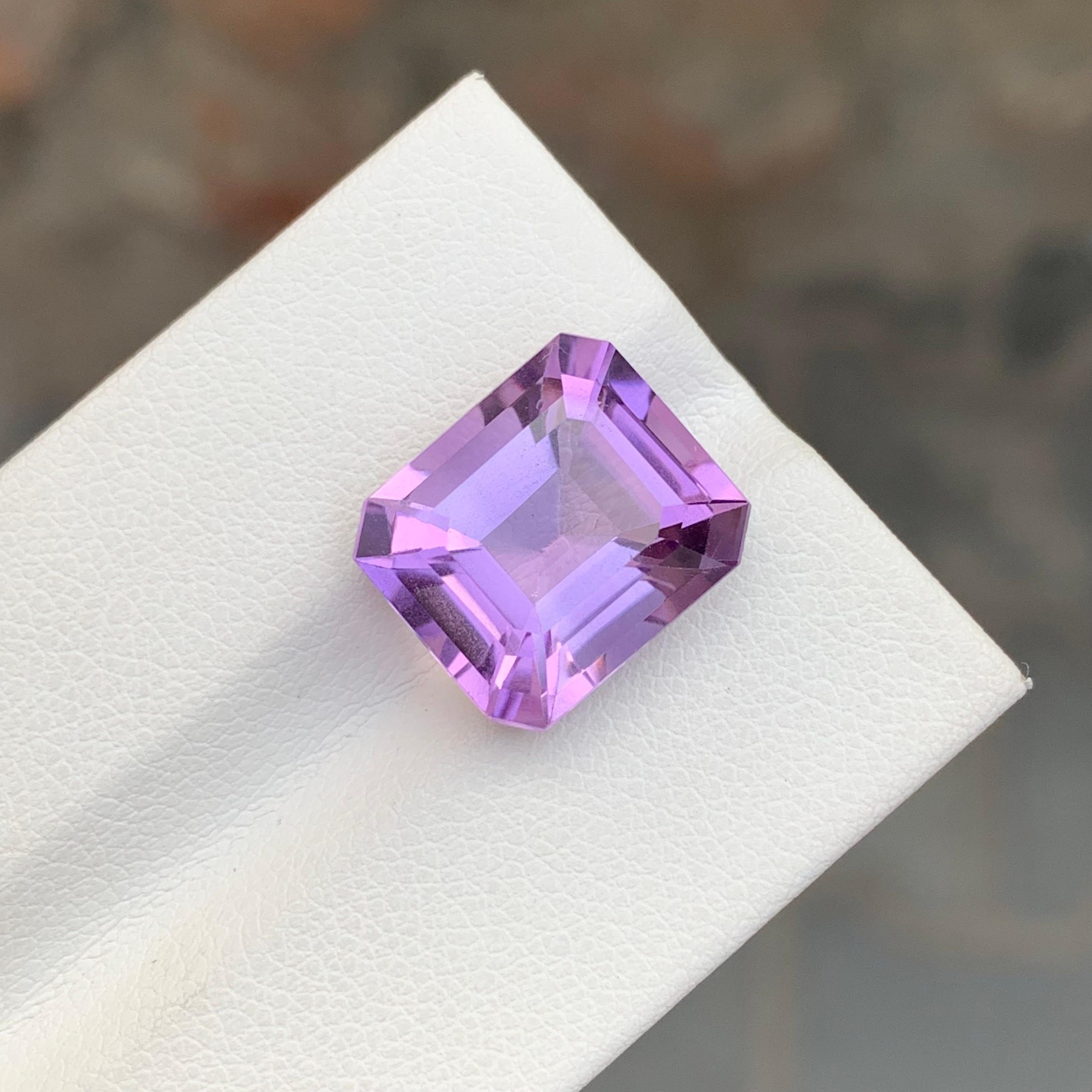 8,15 Karat natürlicher loser Amethyst Smaragd Form Edelstein im Angebot 1