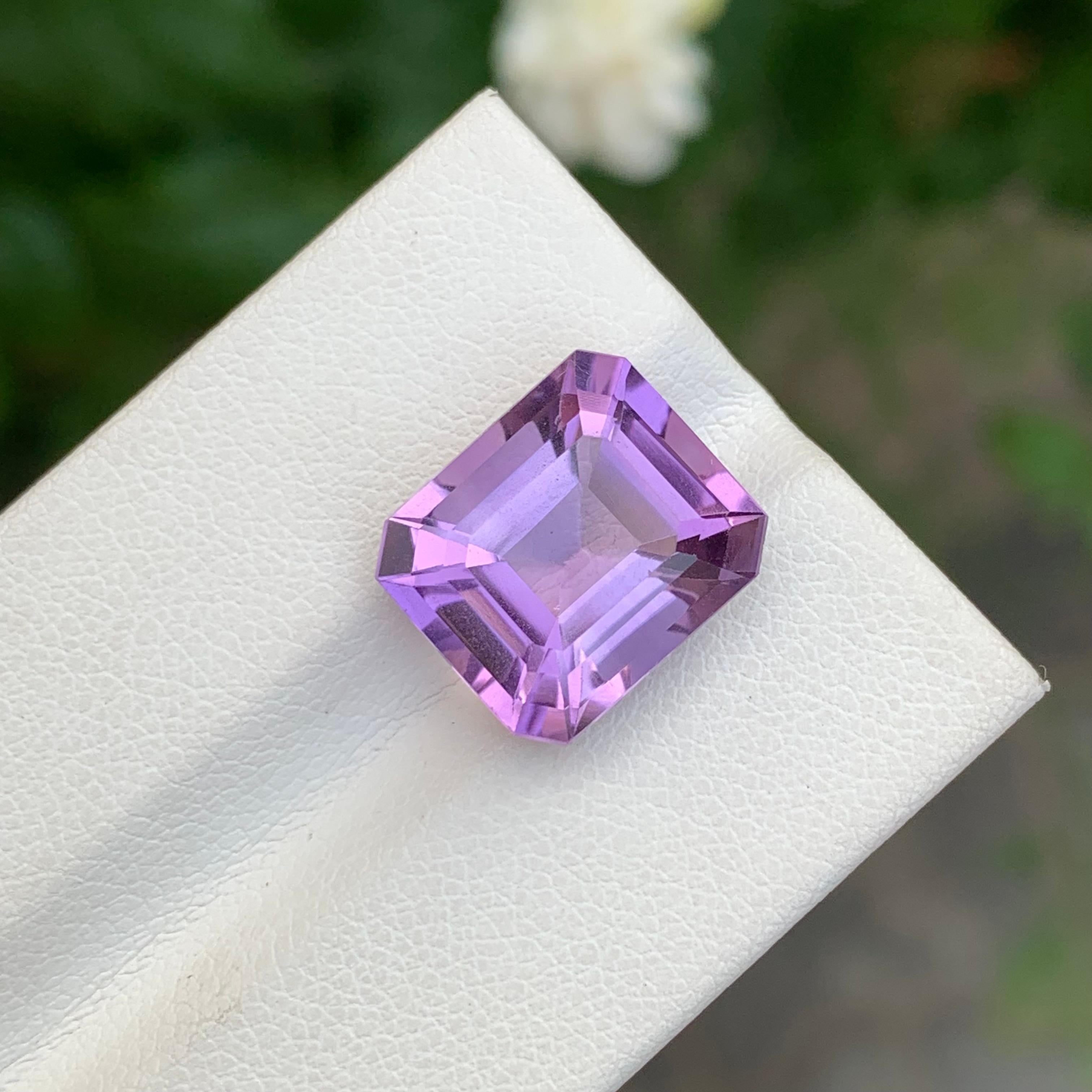 8,15 Karat natürlicher loser Amethyst Smaragd Form Edelstein im Angebot 2