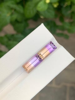8.15 Carat Natural Loose Ametrine Pair Baguette Shape Gemstone