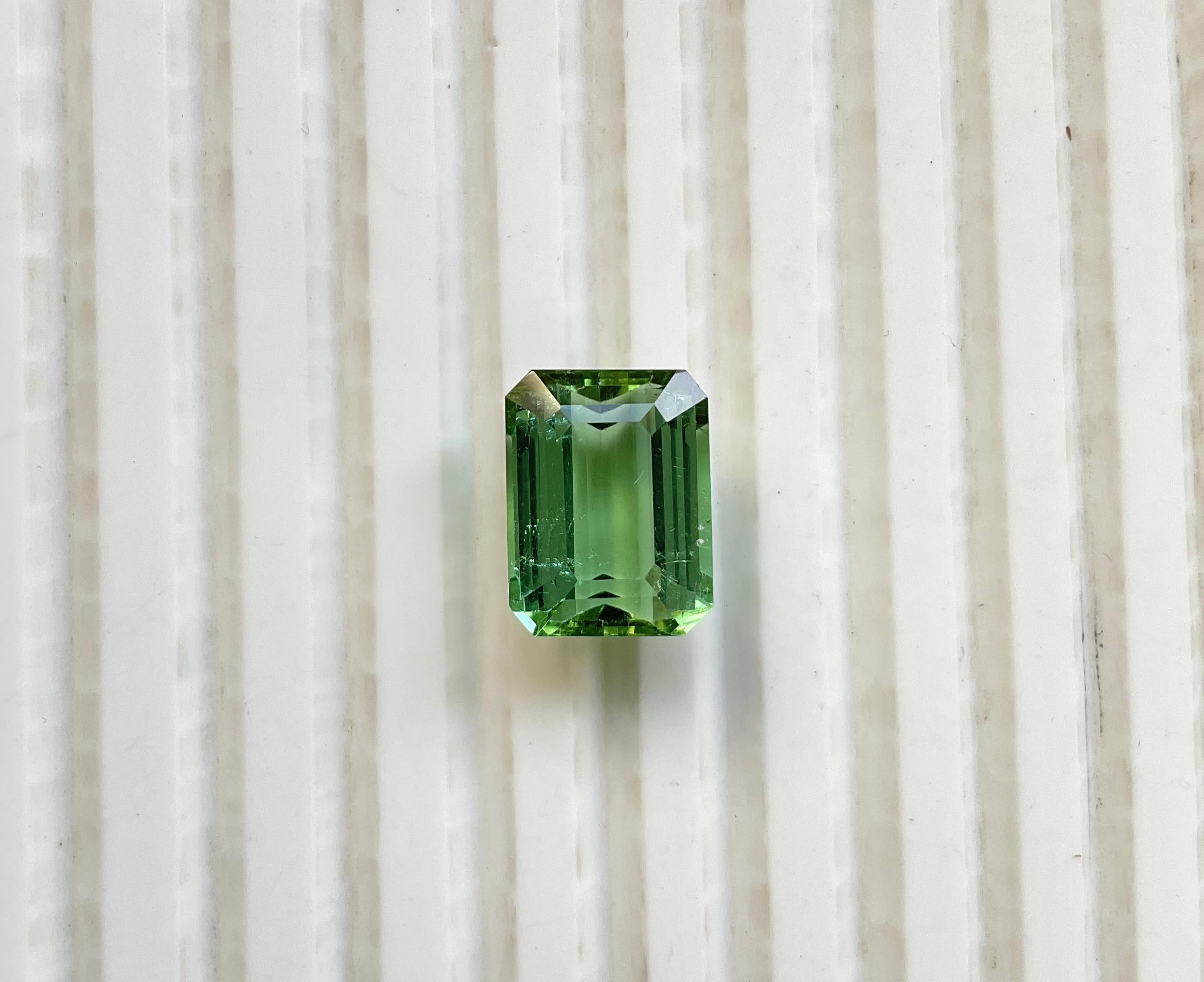 Pierre naturelle de taille supérieure, tourmaline verte octogonale facettée de 8.15 carats en vente 5