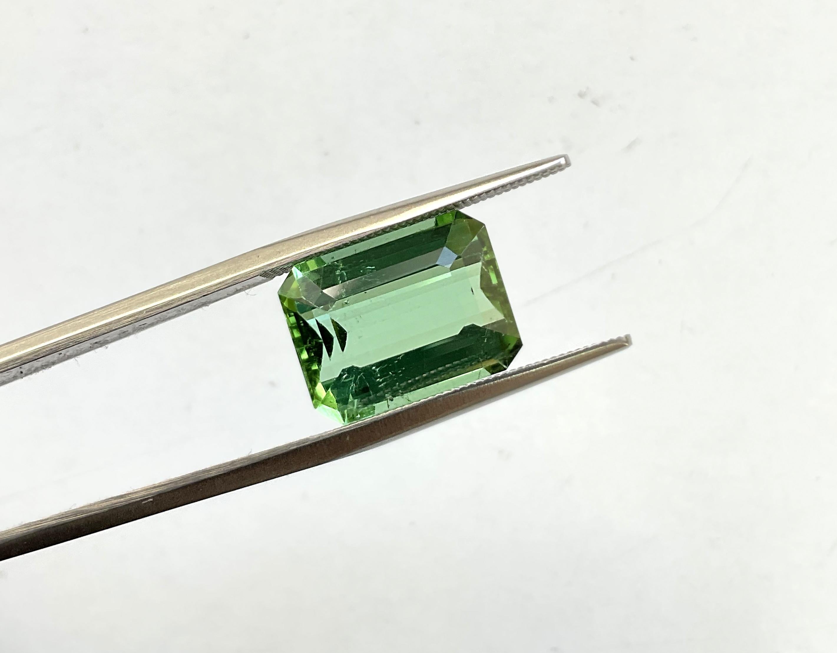 Pierre naturelle de taille supérieure, tourmaline verte octogonale facettée de 8.15 carats en vente 3