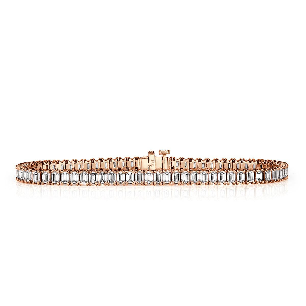 8.15ct Emerald Cut Diamond Tennis Bracelet in 18k Rose Gold