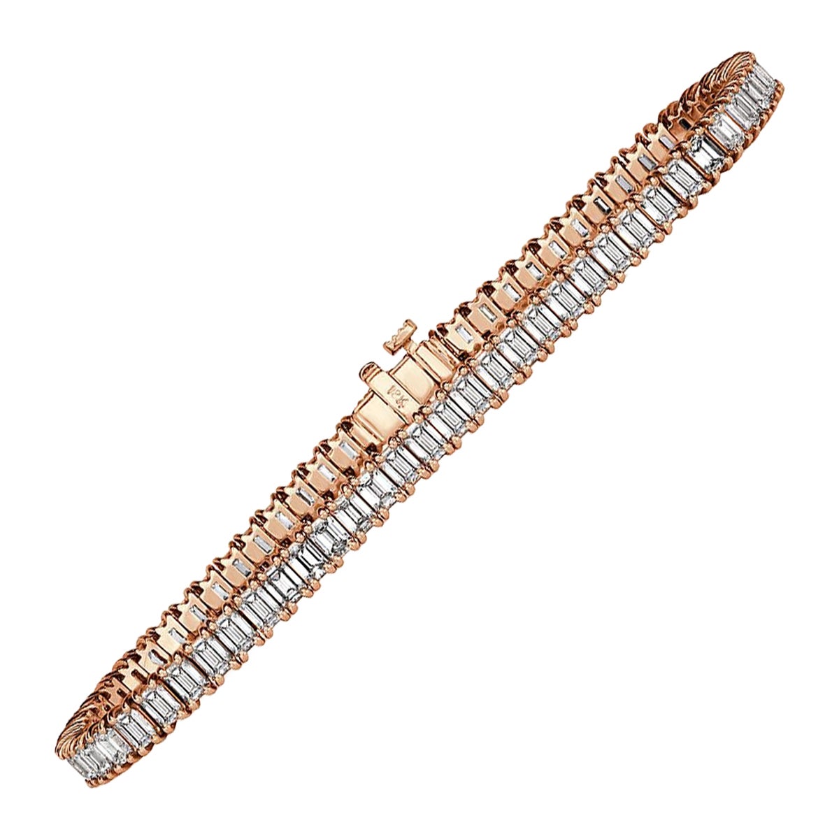 8.15ct Emerald Cut Diamond Tennis Bracelet in 18k Rose Gold