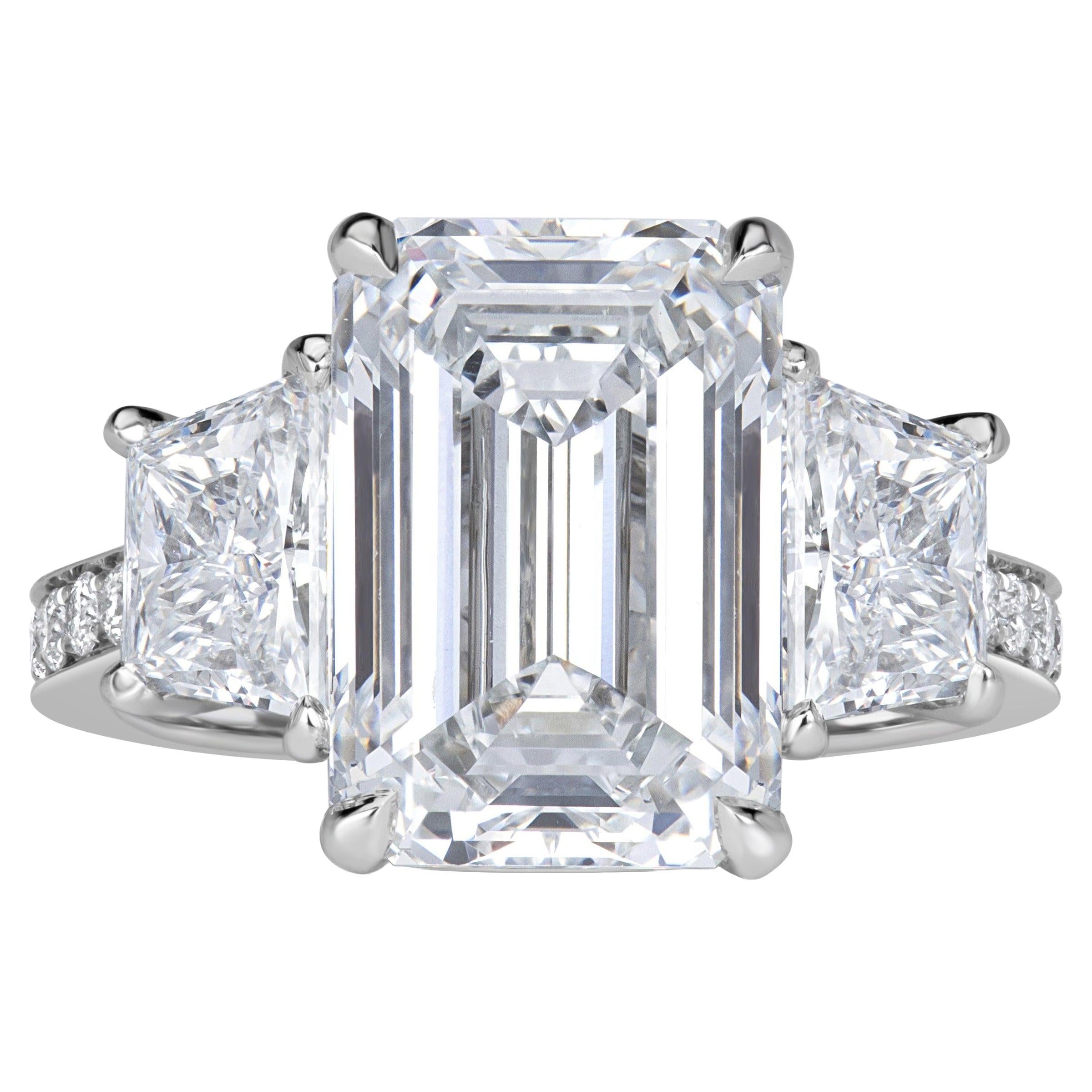 8.15ct Emerald Cut Lab Grown Diamond Engagement Ring