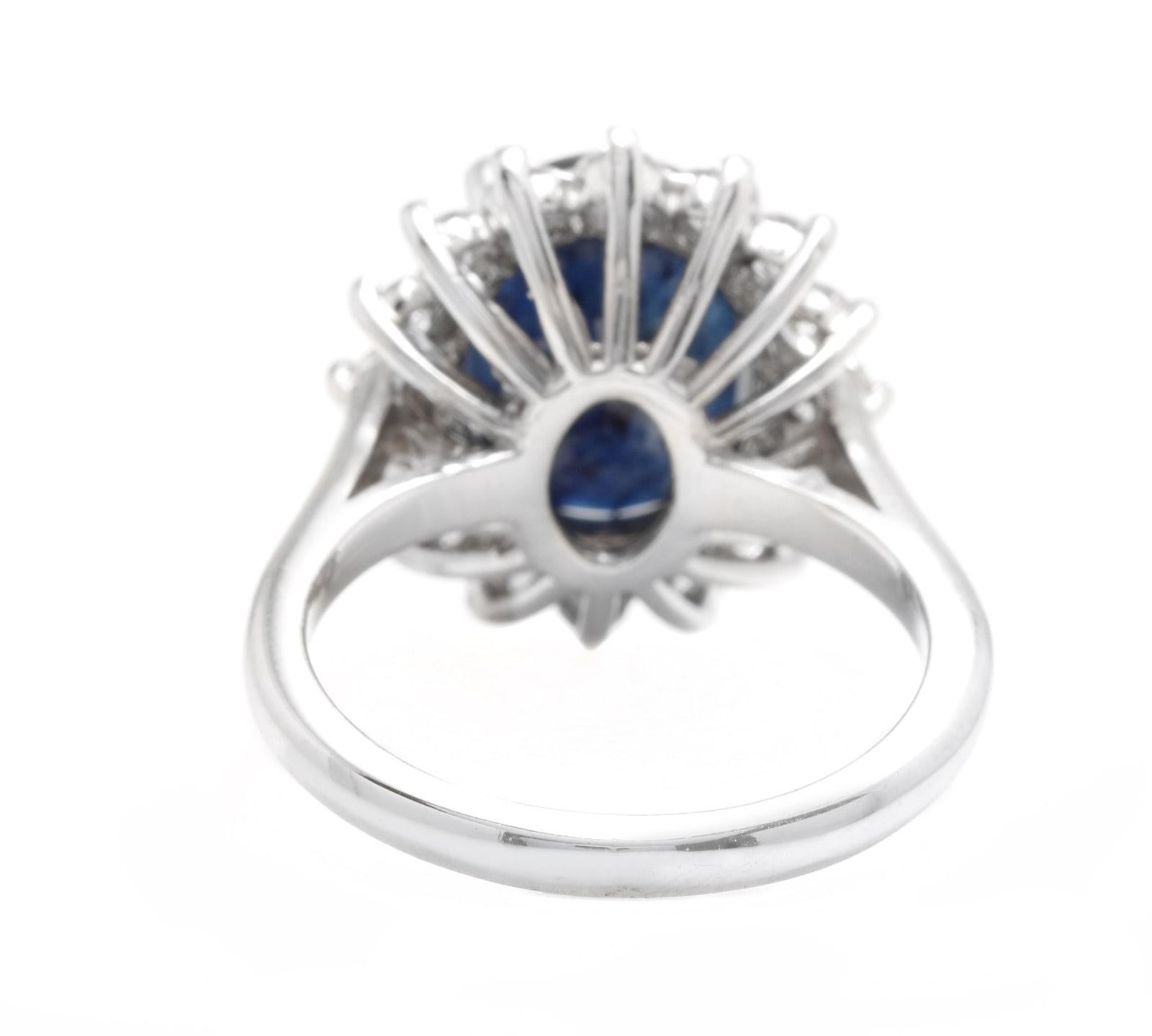8,15 ct Zafiro Azul Natural y Diamante Anillo de Oro Blanco Macizo de 14k en Nuevo estado para la venta en Los Angeles, CA