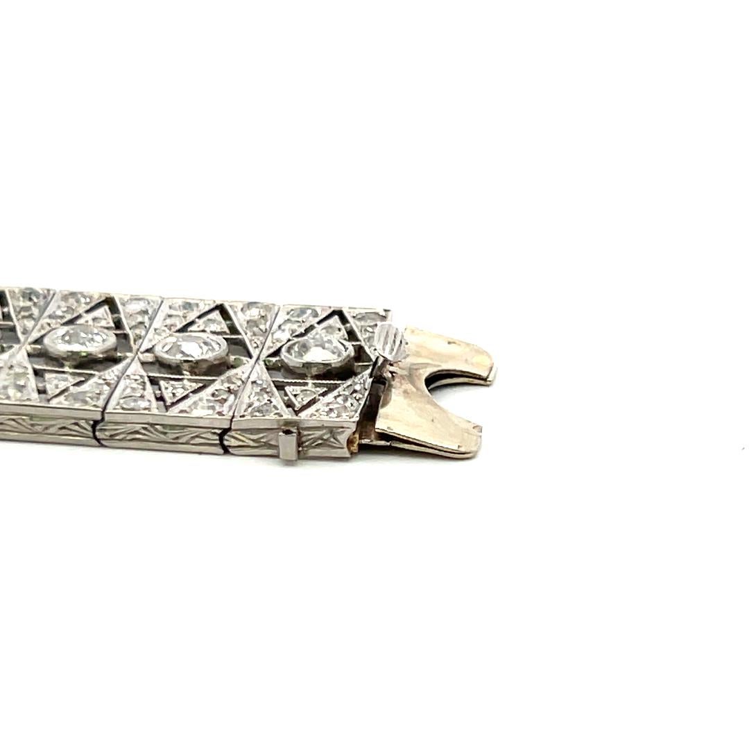 De las mujeres Pulsera Art-Deco de platino con diamantes talla europea antigua H VS2-SI1 de 8,16 quilates